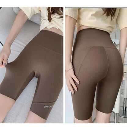 Summer New Thin High Waist Elastic Women's Pants Pocket Solid Sports Pants All-Match Basic Slim Casual Yoga Gym Pants Trousers