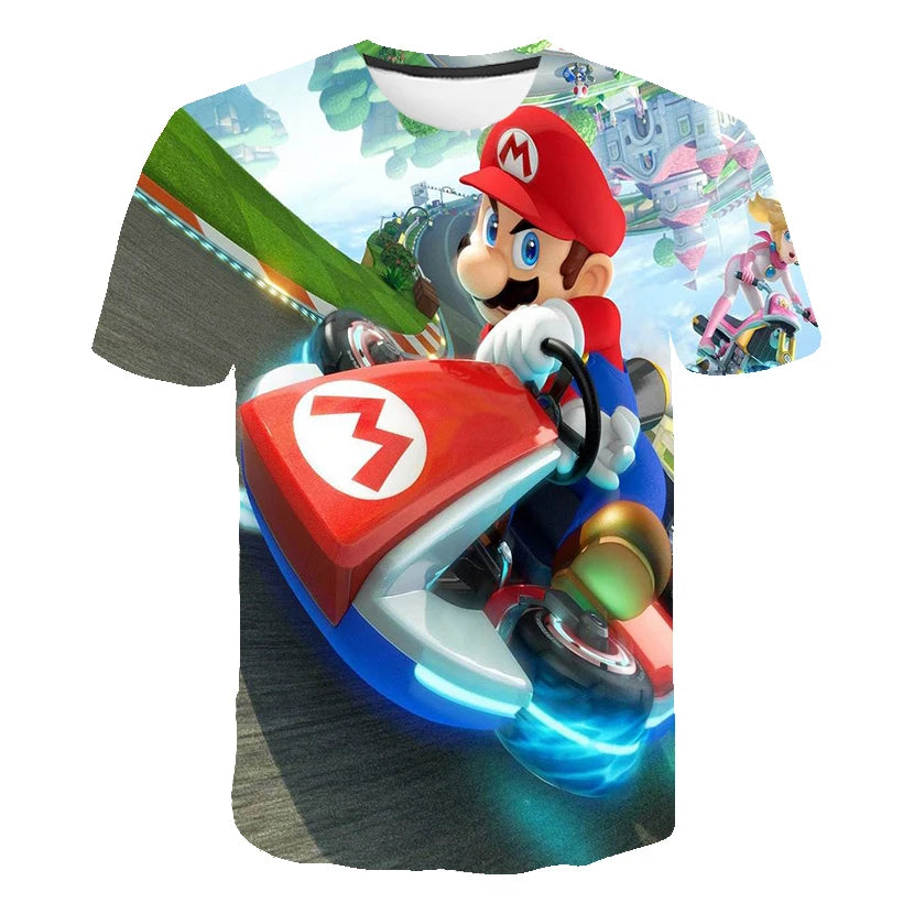 Summer Super Mario Boys Cartoon Top T-shirt Short sleeved Boys Super Mario Children Summer Top Short sleeved Children's T-shirt