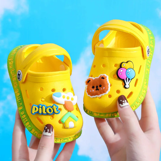 Summer Kids Sandals Children Hole Shoes Slippers Soft Anti-Skid Cartoon DIY Design Hole Baby Shoes Sandy Beach For Boys Girls