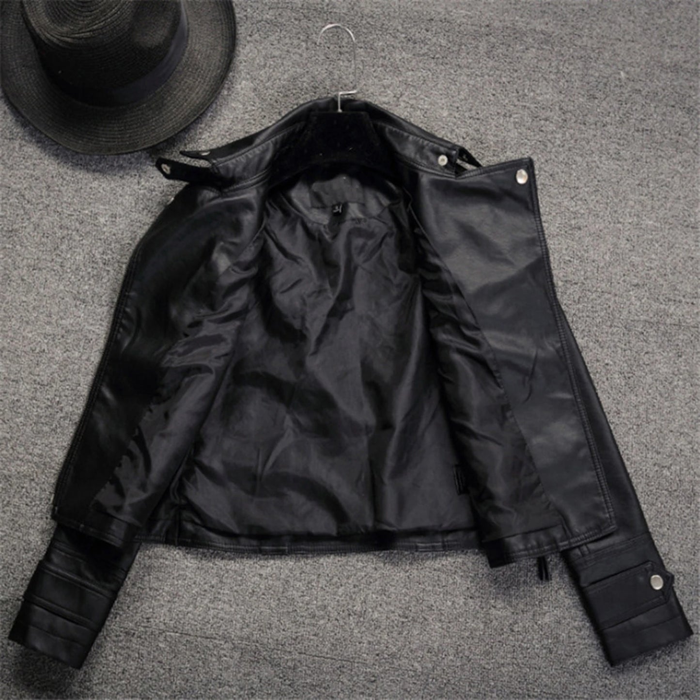 Women's  Leather Jacket Women's Zipper Motorcycle Suit For All Seasons