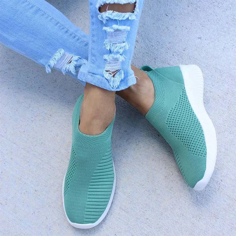 Fashion 2024 New Casual Shoes Women's Sneakers Trainers Breathable Women Sneakers Slip On Sock Shoes For Women Ladies Flat Shoes