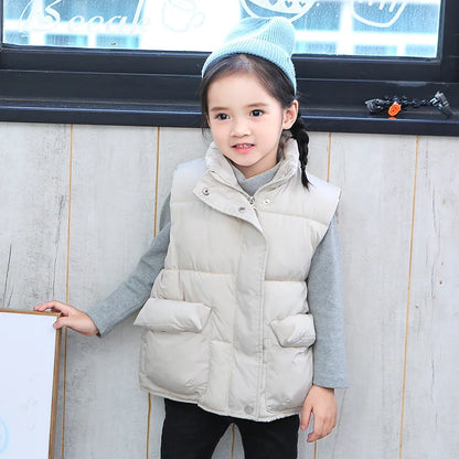 Winter Vest Coat Kids  Autumn and Winter Children's Down Cotton Vest Baby Thickened and Plucked Girls' Boys' Baby Outerwear Vest