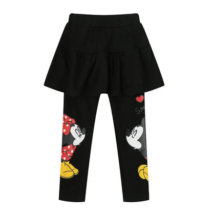 Disney Baby Girls Leggings Kids Lace Princess Skirt Pants Spring Autumn Children Cotton Trousers Cute Minnie Girl Leggings