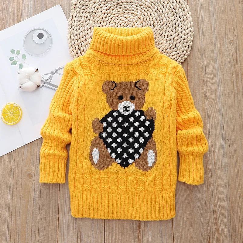 children's sweater Autumn Winter boy girl Knitted bottoming turtleneck shirts teenager solid high collar pullover sweater1-16Y