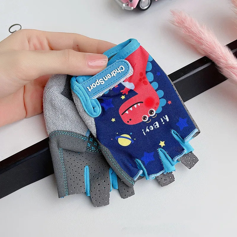 Kids Cycling Gloves Half Finger Skate Child Mountain Bike Bicycle Gloves Sports Gloves for Boys and Girls Bicycle Accessories