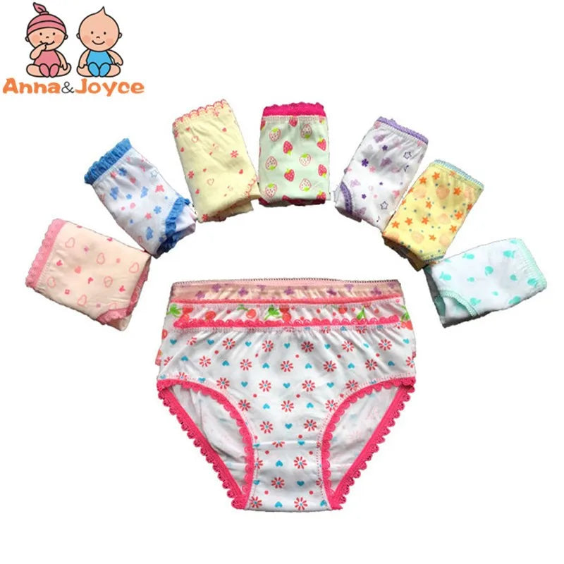 4pcs Girl Panties Kids Underwear Baby Pants Shorts Briefs Cotton Underpants 2-12Years