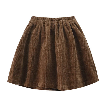 100% Cotton Retro Corduroy Girl's Skirt Autumn And Winter New Thickened Baby Girl Rustic Style Elastic Waist Casual Loose Skirts