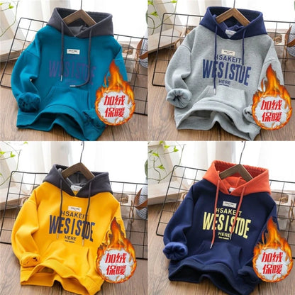 Thicken Sweatshirt Autumn Winter Big Kids Warm Casual Pullover Boys Girls Hoodies Fashion Cartoon Tracksuit Children Clothing