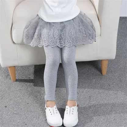 Girls Leggings Lace Princess Kids Skirt-pants Summer Autumn Clothing Children Slim Puffy Skirt Pant Trousers 2-6 Years Clothes