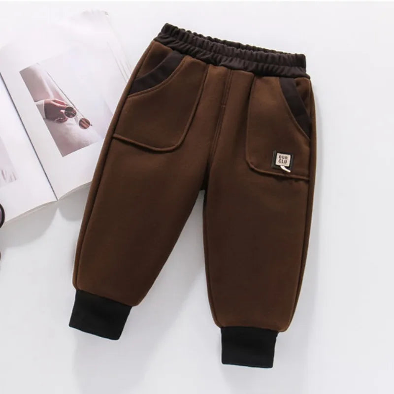 Winter Kids Thick Sweatpant Boys Fleece Warm Jogger Sporty Trousers Autumn Girls Solid Ankle-Length Harem Pant 3+y Child Clothes