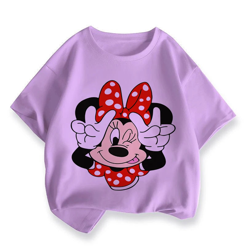 T Shirt Cartoon Disney Baby Kids Boys Girls Children Mickey Mouse Short Sleeve Summer Clothing Kawaii Minnie Print Tee Toddler