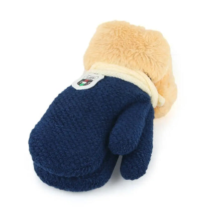 Winter Soft Plush Kids Gloves Cute Knitted Mittens Thick Warm For 2-9 years old