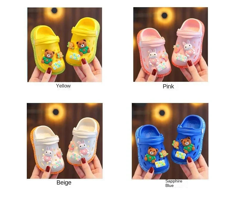 Children's Slippers Cute Cartoon Girls Boys with Soft Soles Baby Bags Perforated Shoes Home and Baby Sandals