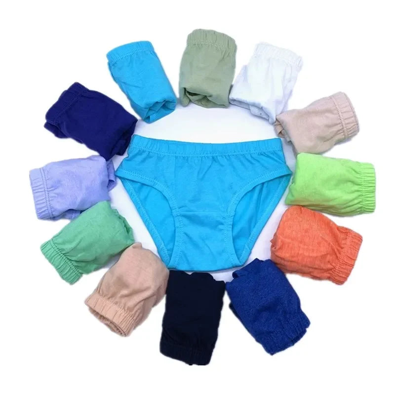 6/12PC boys Solid Underwear Kids Cute Panties Children Soft Cotton Underpants