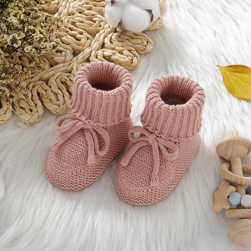 Baby Shoes Solid Color Knitted Newborn Boys and Girls Boots First Walkers Soft Bottom Infant Unisex Footwear 0-18m Child Booties