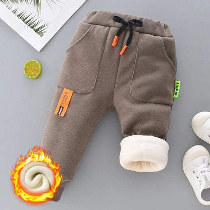 Winter Kid Thick Fleece Trousers Autumn 0-6Y Children Straight Warm Sports Pant Baby Girl Elastic Waist Jogger Sweatpant for Boy