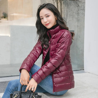 Women Spring Jacket Fashion Short Ultra Lightweight Packable Puffer Coats 15 Colors Female Down Warm Korean Slim Fit Parkas 5XL