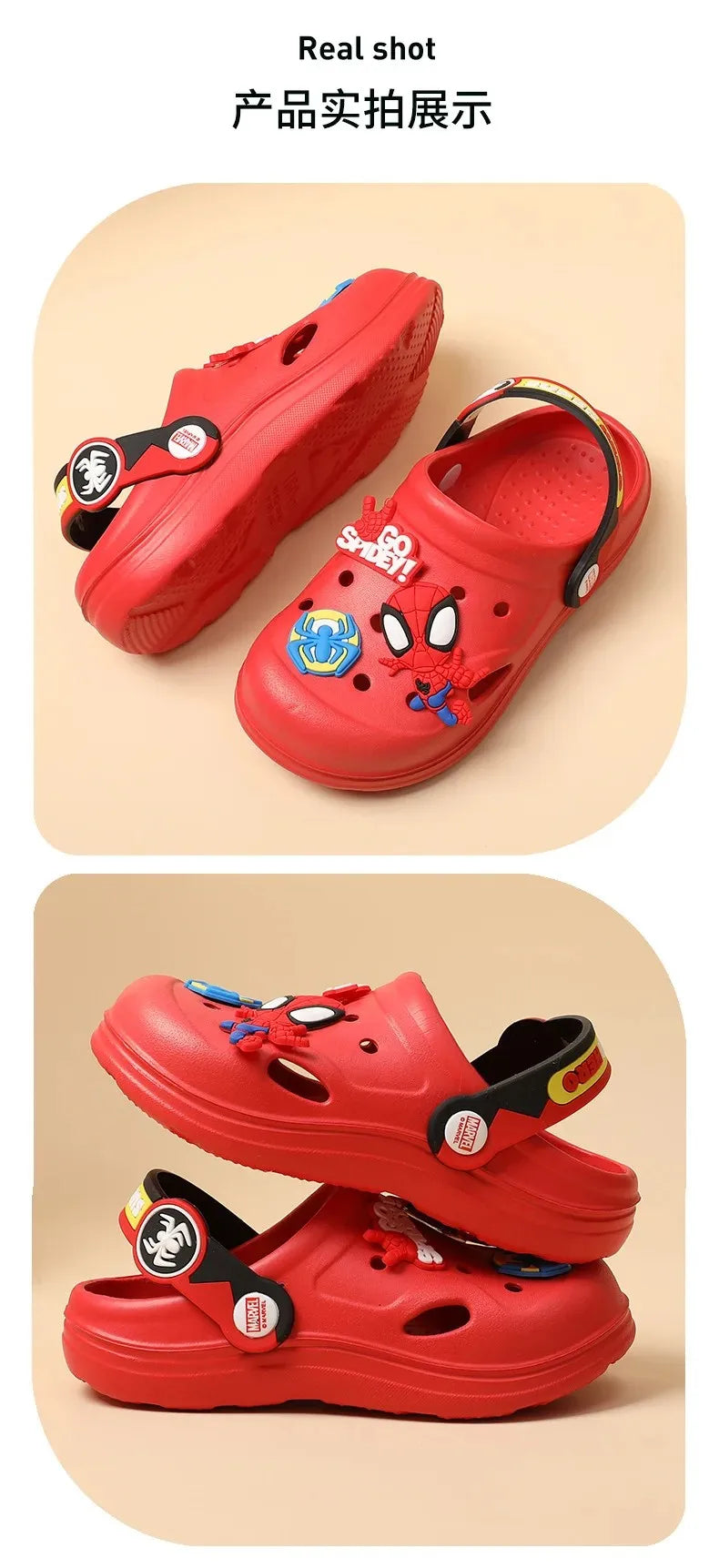 Disney Kids Slippers for Boys Summer Beach Indoor Slippers Cartoon Spiderman Home Soft Non-Slip Children Slippers Garden Shoes