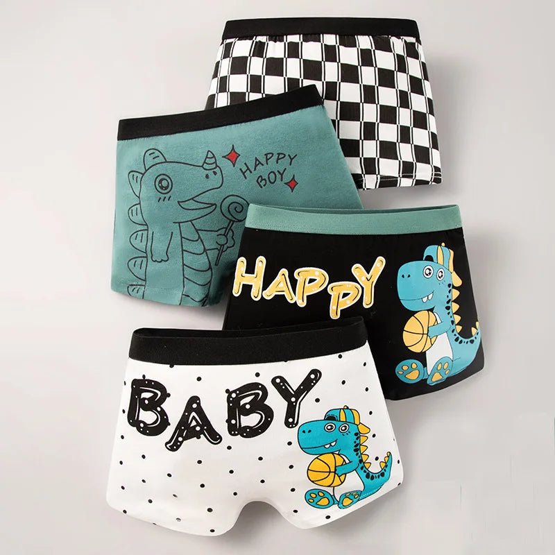 4 Pcs/Lot Children Underwear Cotton Boys Boxers Briefs 3-14 Years Old Kids Underpants Teens Knickers Breathable Boy Boxer Shorts