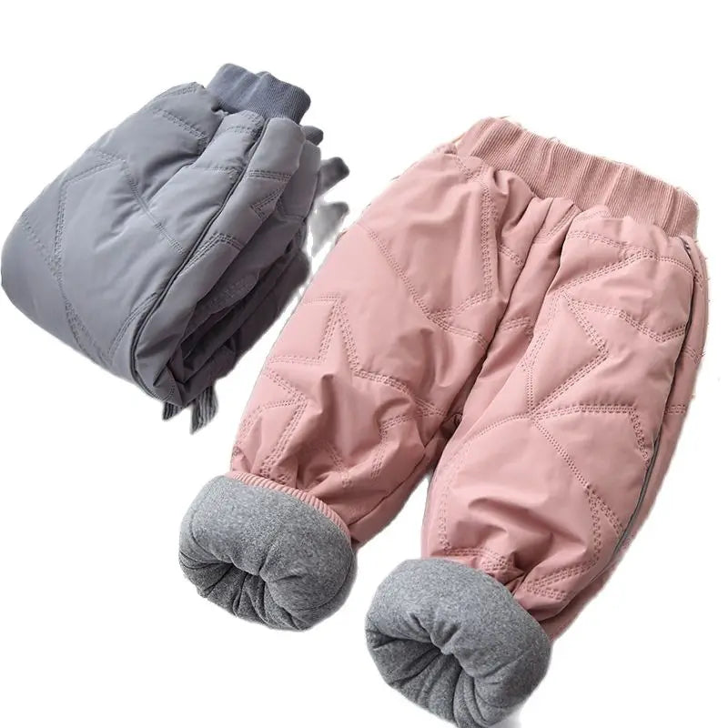 Winter Children Cotton Pants Baby Boy Down Pants Four-layer Fleece Thickening Cotton Children Clothes Boy Girl Trousers 0-6Y