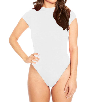 One Piece Swimsuit Women Crew Neck Short Sleeve Bodysuit High Waisted Bottoms Surfing Bodysuit Swimsuit Monokini Bathing Suit