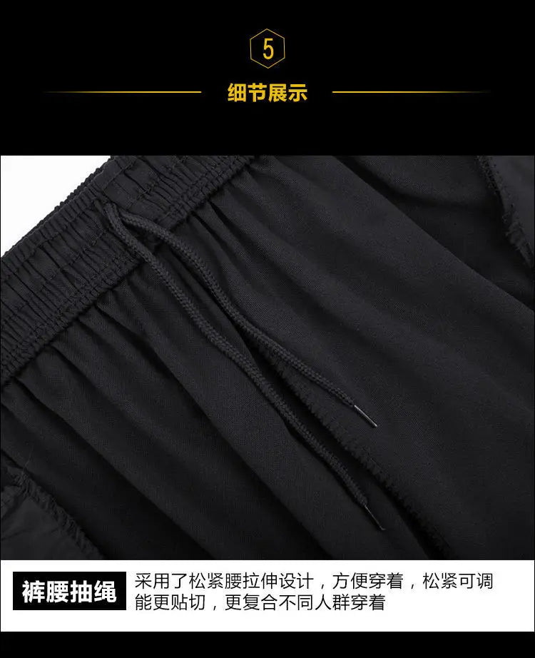 Summer Men Thin Striped Sweatpants Basketball Football Training Joggers Gym Outdoor Hiking Cycling Sports Quick Dry Capris Pants