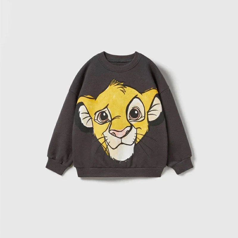 Cartoon Sweatshirts Pure Color Casual Sports Long-sleeved TShirt For Boys And Girls Fashion Wear Cute New Style Cotton Hoodies