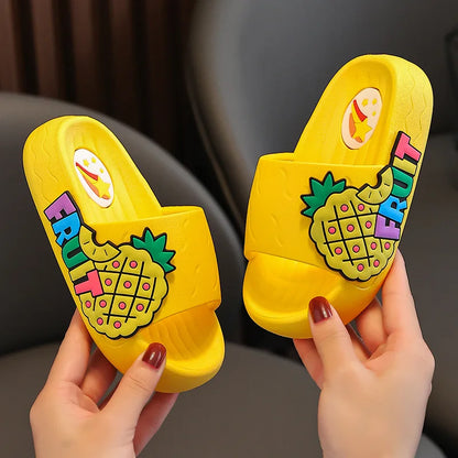 Girls Slippers Summer Cartoon Fruit Kids Shoes Non-slip Platform Slides Baby Boys Bathroom Flip Flops Comfortable Home Slippers