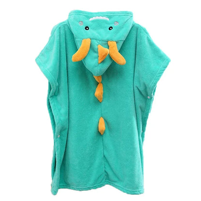 Children Bathrobes Beach Towel Bathrobe Baby Kids Pajamas Hooded Cartoon Dinosaur Soft Bath Robe Toddler Bathrobe Hooded Cape