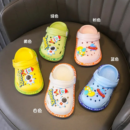 Kids Sandals Hole Children's Shoes Slippers Soft Anti-Skid Cartoon DIY Design Hole Baby Shoes Sandy Beach For Boys Girls