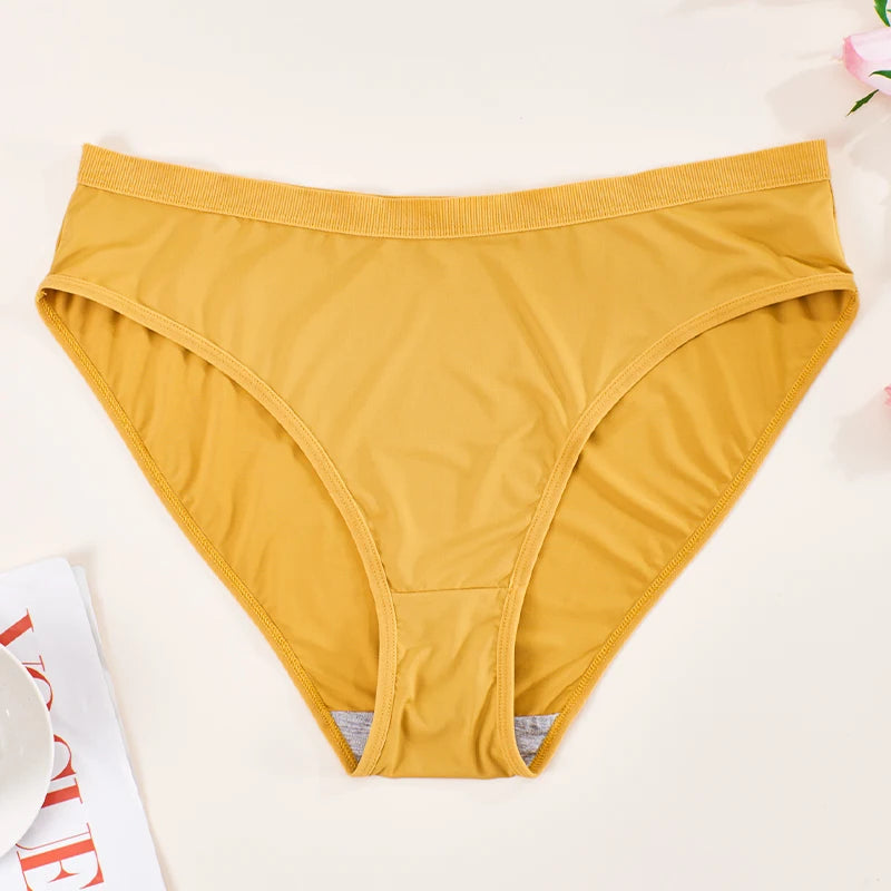 Plus Size Mid Waist Solid Color Sexy Women Underwear New Bright Fashion Girl Briefs Summer Cool Lingerie Cute Triangle Panties