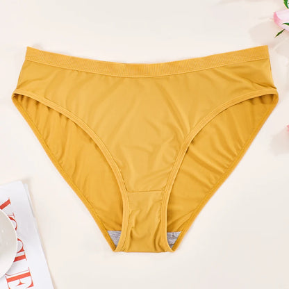 Plus Size Mid Waist Solid Color Sexy Women Underwear New Bright Fashion Girl Briefs Summer Cool Lingerie Cute Triangle Panties