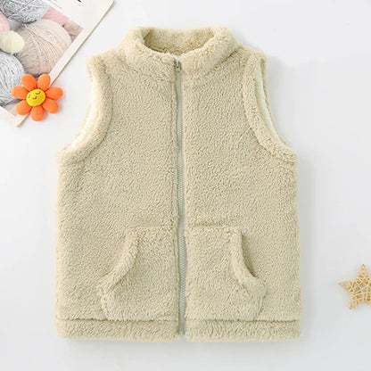 2024 Boys Vest Autumn Winter Keep Warm Children Plush Waistcoat Double Sided Girls Jacket Birthday Gifts 3-12 Years Kids Clothes