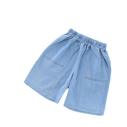 2024 Boy Summer Shorts Infant Fashion Torn Trousers Children knee Length Pants Kids Casual Denim Jeans