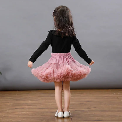 HOT Girls Tutu Skirts Solid Fluffy Tulle Princess Ball Gown Pettiskirt Kids Ballet Party Performance Dress for Children PP001