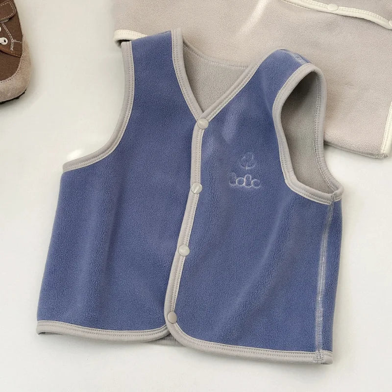 2023 Winter Children's Vest Plush Waistcoats Casual Toddler Vest Outdoor Wear Warm Vest For Kids Boys Girls 1-6Years