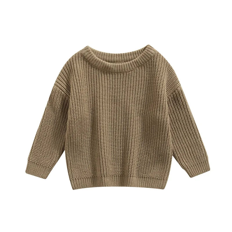 Suefunskry Newborn Baby Girl Boy Knitted Long Sleeve Autumn Winter Sweater Solid Loose Pullover Casual Tops Kids Clothes 3M-5Y