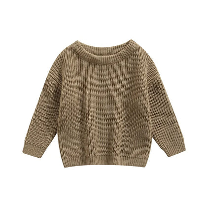 Suefunskry Newborn Baby Girl Boy Knitted Long Sleeve Autumn Winter Sweater Solid Loose Pullover Casual Tops Kids Clothes 3M-5Y