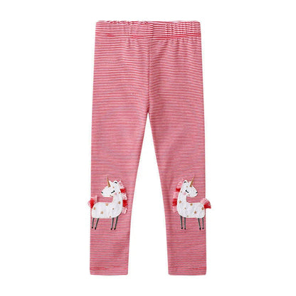 Jumping Meters 2-7T New Girls Leggings Pants  Unicorns Embroidery Striped Children's Clothing Skinny Baby Pencil Pants Baby