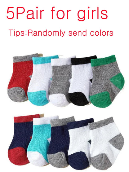 5Pair New Colored Boys and Girls Baby Socks