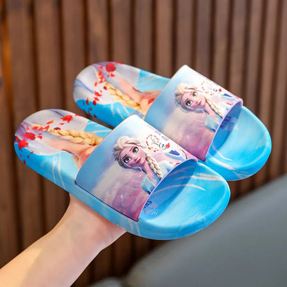 Disney Children's Home Slippers Girls' Summer Home Bathrooms Cartoon Frozen Princess Elsa Sandals Summer Beach Floor Shoes