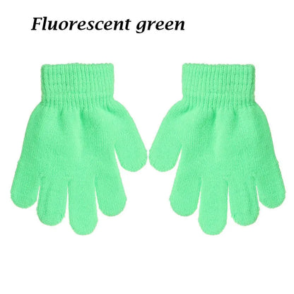 Kids Gloves Autumn Winter Keep Warm Boys Girls Candy Color Stretch Knitted Mittens Children Full Finger Gloves Clothes Accessory