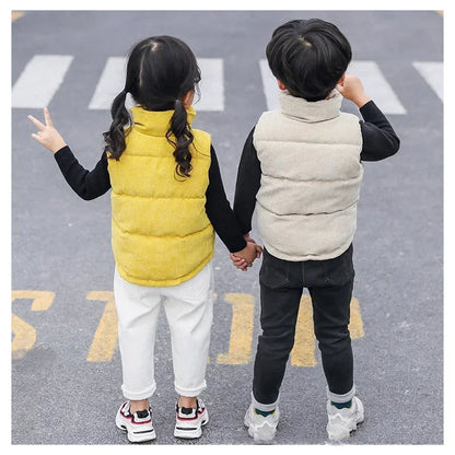 2023 Autumn Children Warm Thicken Vest Baby Cotton Waistcoat Kids Outerwear Coat Children Clothing Boys Girls Brand Jackets Vest