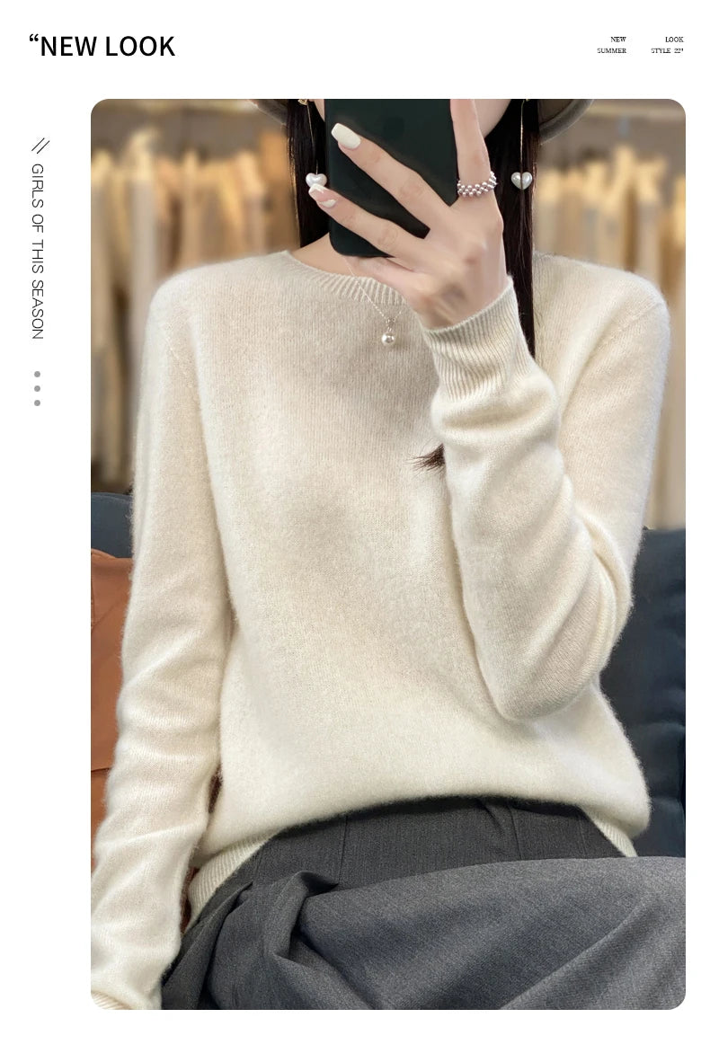 New cashmere sweater women's sweater in autumn and winter 100% merino wool fashion O-neck autumn warm pullover top