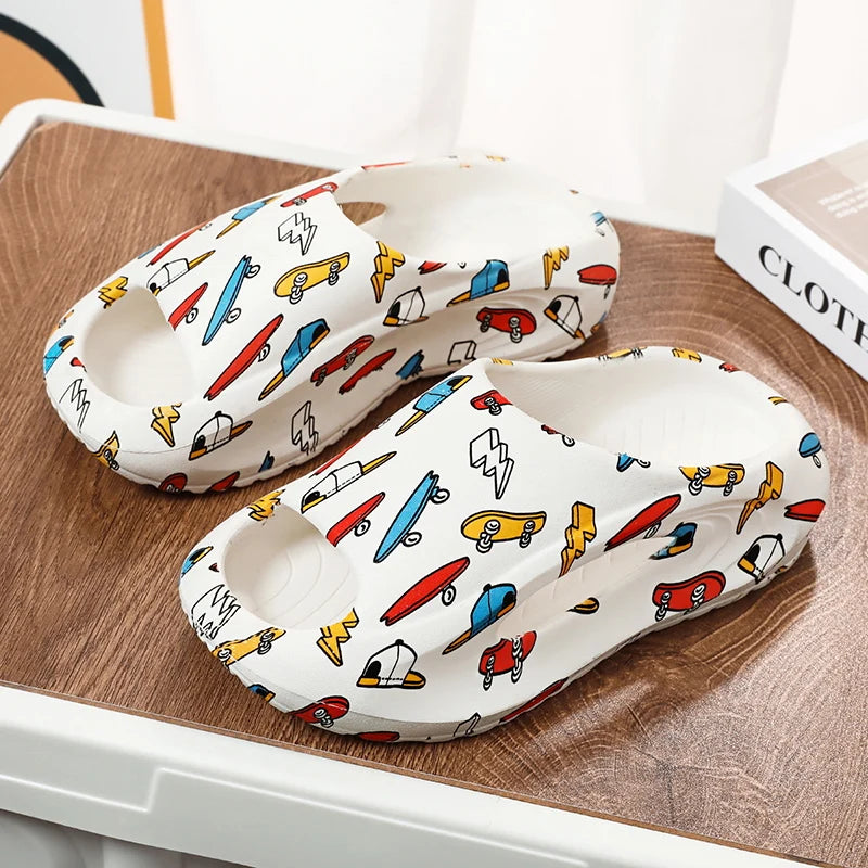 Children Slipper Boy Girls Shoes Cartoon Cute Print Kids Cloud Slides Casual Sports Indoor Summer Shoes Boy Slipper Flip Flops