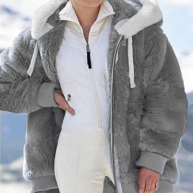 Fall and Winter New Women's Loose Long Padded Zipper Hooded Jacket Jacket Tops