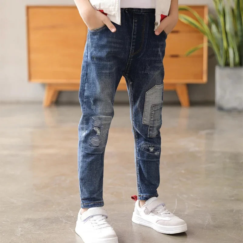 DIIMUU 4-11 Years Kids Jeans Trousers Clothing Boy Jeans Children Denim Pants Spring Autumn Baby Long Pants Toddler Bottoms