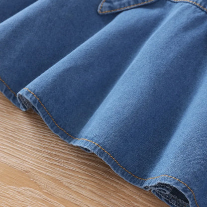 2024 New Summer Girls Denim Skirt Fashionable Blue Korean Style Little Girl Skirt Children's Clothing Princess Skirt