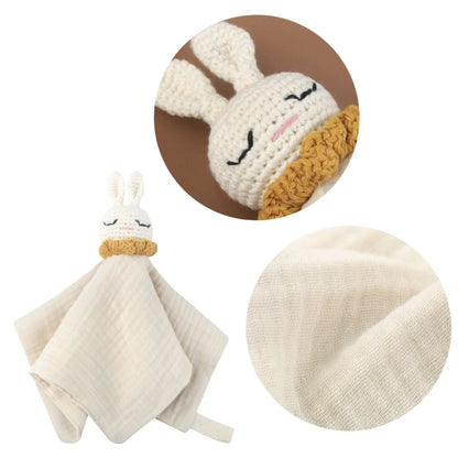 Baby Infant Animal Soothe Appease Towel Lovely Knitted Rabbit Appease for Newbrons Cotton Soft Comforting Towel