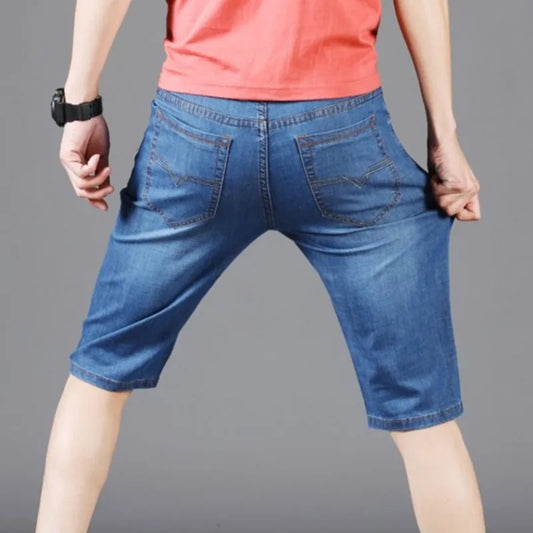 Summer Men Denim Short Jeans Thin Casual Fashion New Arrivals Short Pants Elastic Straight Daily Fashion Trousers